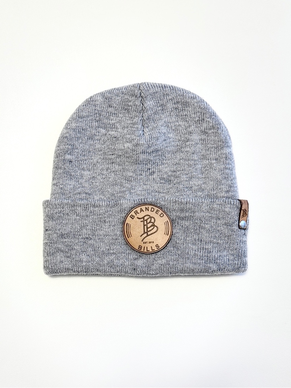 Branded Bills Leather Patch Rolled Cuff Beanie